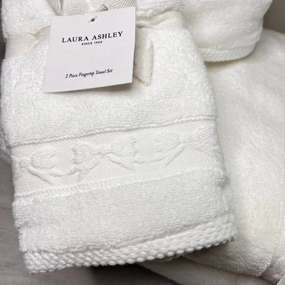 Laura Ashley 6Pc White Bows Bath Towels Set - Picture 4 of 7